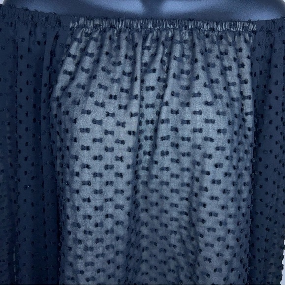 XS WILDFOX BLACK DOT PEASANT BLOUSE OFF SHOULDER RETRO GOTH LONG SLEEVE - Picture 2 of 11